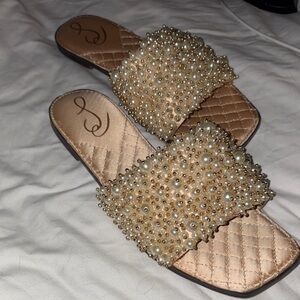 Sam Edelman Pearl Elijah Embellished Sandals, Size 7 , worn once!
